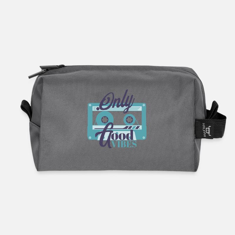 Cassette retro - Recycled Toiletry Zip Bag - anthracite