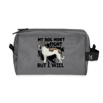 My Borzoi Dog Wont Fight But I Will - Recycled Toiletry Zip Bag - anthracite - Front