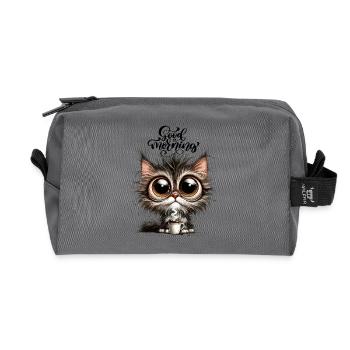 Chat Café Caféine Tasse à café Matin Grouch Sweet - Trousse de toilette en tissu recyclé - anthracite - Devant