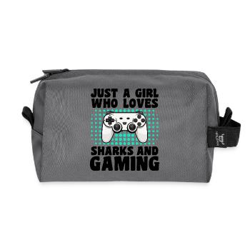 Gamer und Haie: Videospiele & Wasserabenteuer - Recycelte Kulturtasche - Anthrazit - Vorne