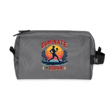 Dominate or Drown – Sporty motif for athletes - Recycled Toiletry Zip Bag - anthracite - Front