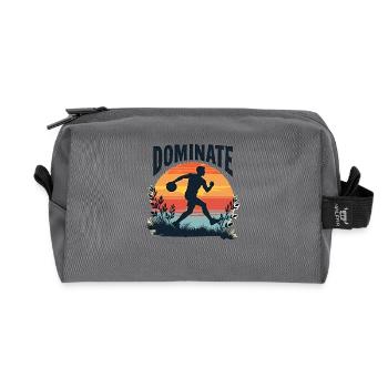 Dominate or Drown – Sporty motif for athletes - Recycled Toiletry Zip Bag - anthracite - Front