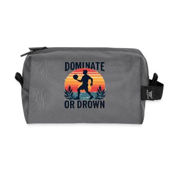 Dominate or Drown – Sportliches Motiv für Athleten - Recycelte Kulturtasche - Anthrazit - Vorne