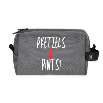 Pretzels & Pints Fun Design - Recycled Toiletry Zip Bag - anthracite - Front