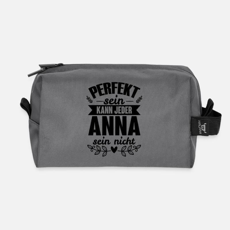 Anna - Perfekt Sein Kann Jeder Anna Nicht - Recycelte Kulturtasche - Anthrazit