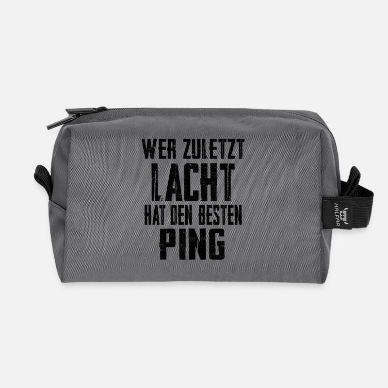 Wer zuletzt lacht hat den besten Ping - Recycelte Kulturtasche - Anthrazit