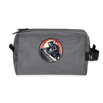 Funny skeleton at the piano - Recycled Toiletry Zip Bag - anthracite - Front