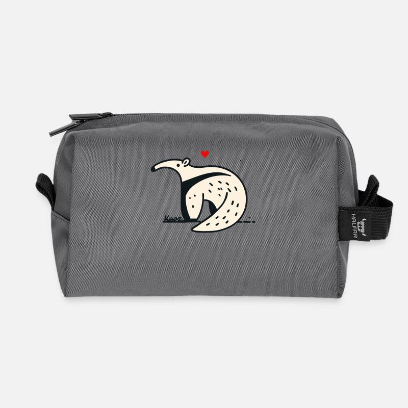 Lustiger Ameisenbär mit Herz - Recycelte Kulturtasche - Anthrazit