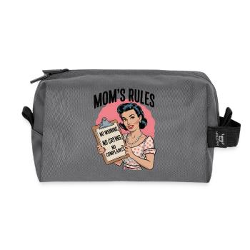 Mom's Rules Shirt | Funny Retro Design - Recycled Toiletry Zip Bag - anthracite - Front