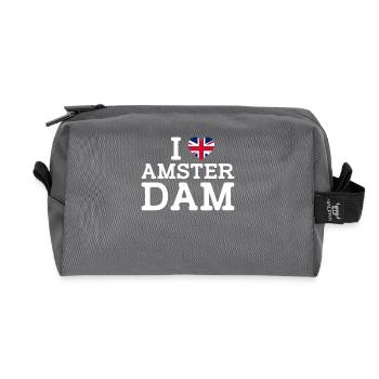 I Love Amsterdam UK Herz Flagge Vereinigtes Königreich Wortspiel - Recycelte Kulturtasche - Anthrazit - Vorne