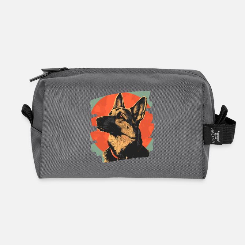 Schäferhund Retro - Recycelte Kulturtasche - Anthrazit
