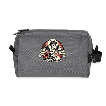 Dessin animé rétro ange en prière - Trousse de toilette en tissu recyclé - anthracite - Devant