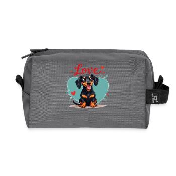 Dachshund Dog Love Dachshund Dog Friends Animal Lover - Recycled Toiletry Zip Bag - anthracite - Front