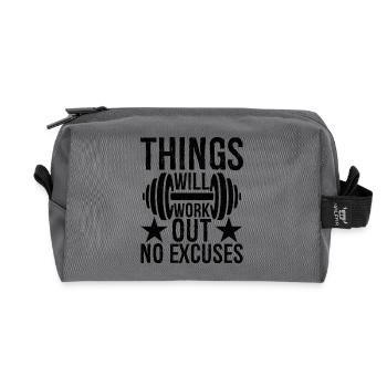 things will work out no excuses - Recycelte Kulturtasche - Anthrazit - Vorne