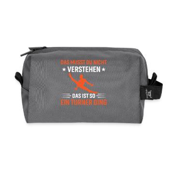 Turnen Mädchen Gymnastik Turnanzug Turnerin - Recycelte Kulturtasche - Anthrazit - Vorne