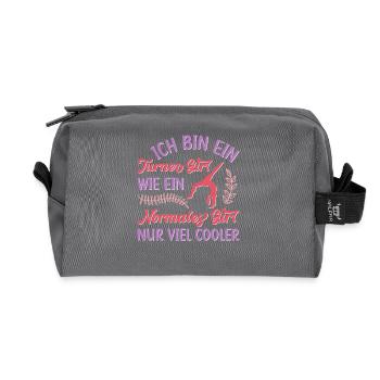 Turnen Mädchen Gymnastik Turnanzug Turnerin - Recycelte Kulturtasche - Anthrazit - Vorne
