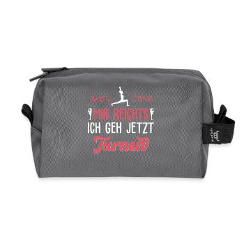 Turnen Mädchen Gymnastik Turnanzug Turnerin - Recycelte Kulturtasche - Anthrazit - Vorne