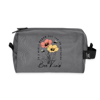 Bee Kind Blumen Bienen Natur Frühling Geschenk - Recycelte Kulturtasche - Anthrazit - Vorne