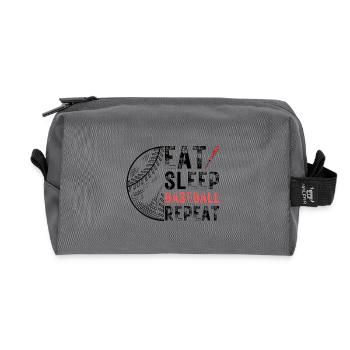Eat Sleep Baseball Repeat Spruch - Recycelte Kulturtasche - Anthrazit - Vorne