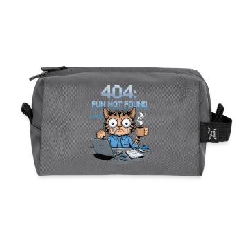 404 Fun Not Found - Funny Cat Coffee Work Meme - Recycled Toiletry Zip Bag - anthracite - Front