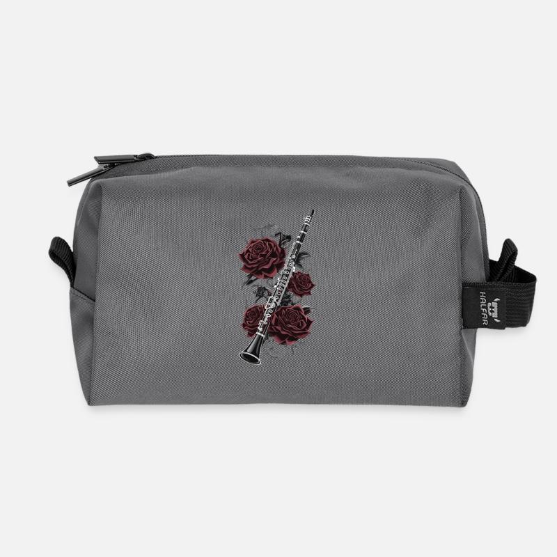 Klarinette mit Rosen Kunstwerk - Recycelte Kulturtasche - Anthrazit