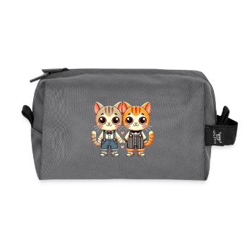 Two Cute Cat Friends Holding Hands - Recycelte Kulturtasche - Anthrazit - Vorne
