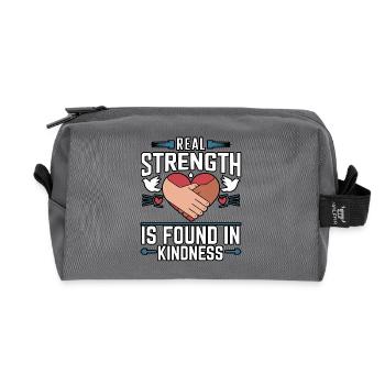 Compassion Humanity Motivational Empathy Kindness - Recycled Toiletry Zip Bag - anthracite - Front