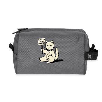 Sarcastic Protest Cat – Bow! - Recycled Toiletry Zip Bag - anthracite - Front