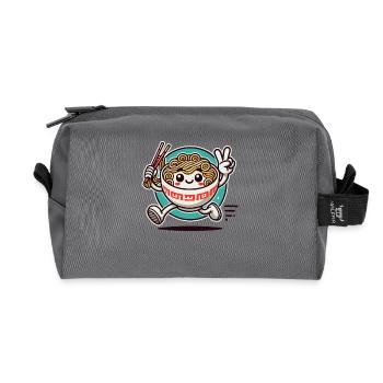 Bol de ramen en cours d’exécution avec signe de paix - Trousse de toilette en tissu recyclé - anthracite - Devant