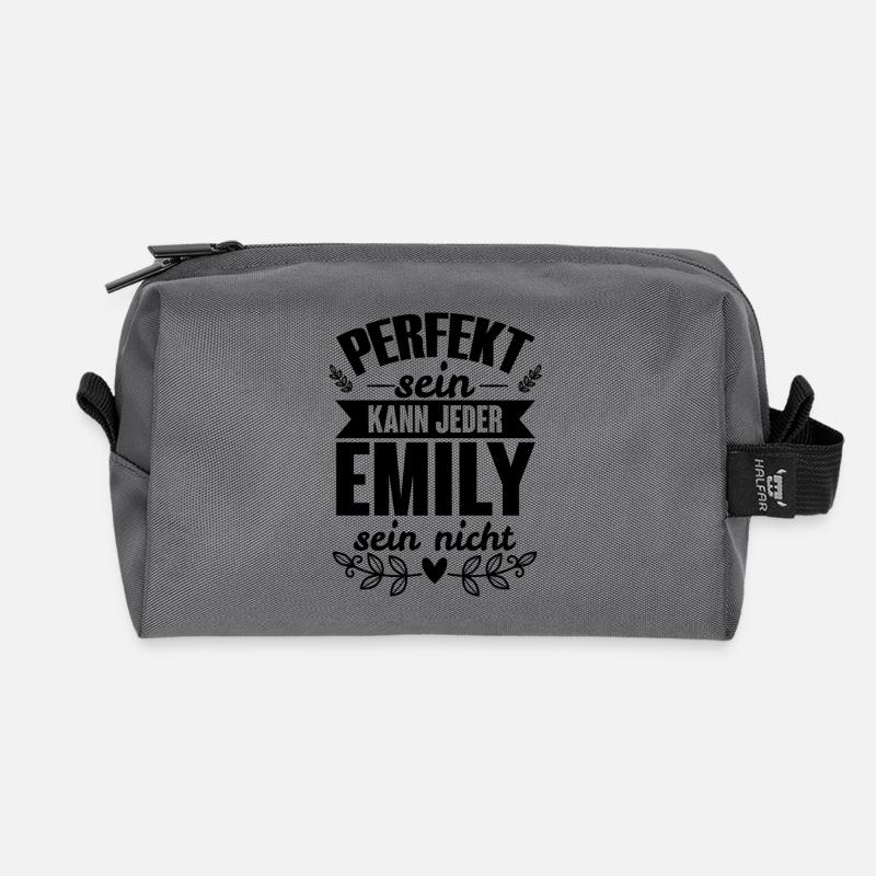 Emily - Perfekt Sein Kann Jeder Emily Sein Nicht - Recycelte Kulturtasche - Anthrazit