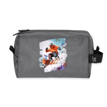 Snowboarder Pulverschnee - Recycelte Kulturtasche - Anthrazit - Vorne