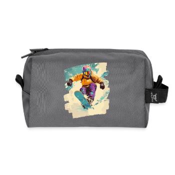 Snowboarder Pulverschnee - Recycelte Kulturtasche - Anthrazit - Vorne