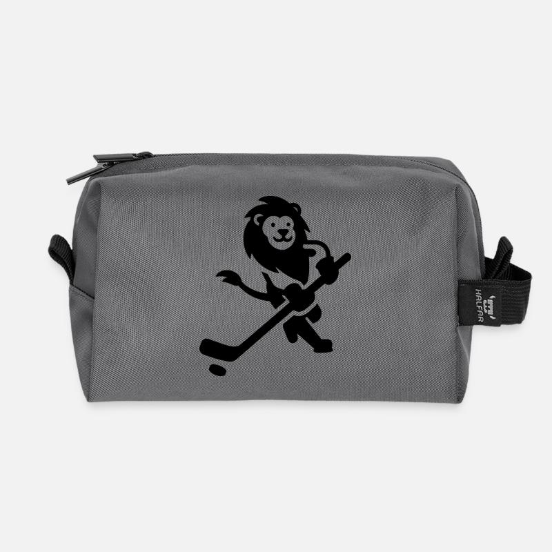 Löwe Wildkatze Eishockeyspieler Silhouette - Recycelte Kulturtasche - Anthrazit