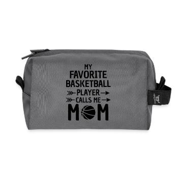 Basketball Mutter Spruch Basketball Mom - Recycelte Kulturtasche - Anthrazit - Vorne