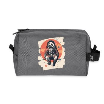 Panda Astronaut - Recycelte Kulturtasche - Anthrazit - Vorne