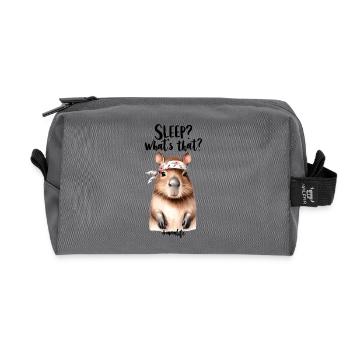 Schlaf? Was Ist Das? Capybara Mama Muttertag - Recycelte Kulturtasche - Anthrazit - Vorne