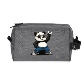 Musique rock drôle de panda - Trousse de toilette en tissu recyclé - anthracite - Devant