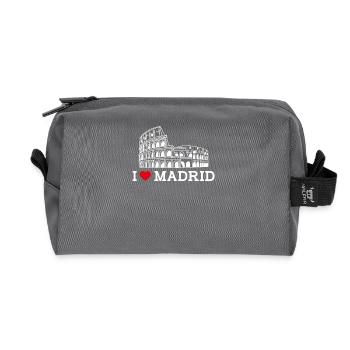 J’aime Madrid Colisée Cool Espagne Coeur Drapeau Jeu de mots - Trousse de toilette en tissu recyclé - anthracite - Devant