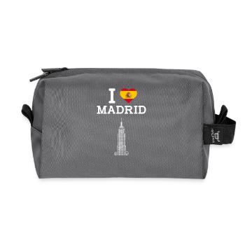 J’aime l’état de Madrid Cool Espagne Lover Coeur Drapeau - Trousse de toilette en tissu recyclé - anthracite - Devant
