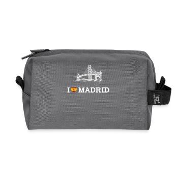 J’aime Madrid Espagne Drapeau du cœur Golden Gate Bridge - Trousse de toilette en tissu recyclé - anthracite - Devant