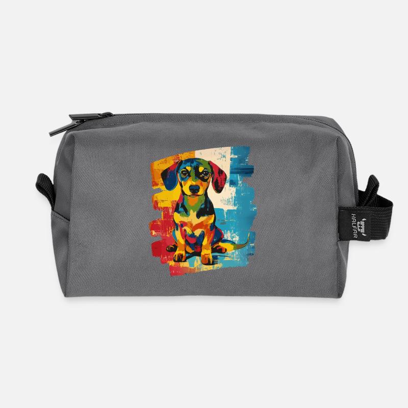 Dackel Dachshund - Recycelte Kulturtasche - Anthrazit