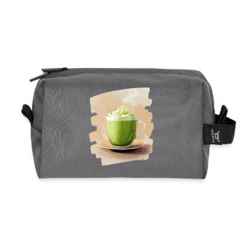 Matcha Latte Liebhaber Grüntee - Recycelte Kulturtasche - Anthrazit - Vorne