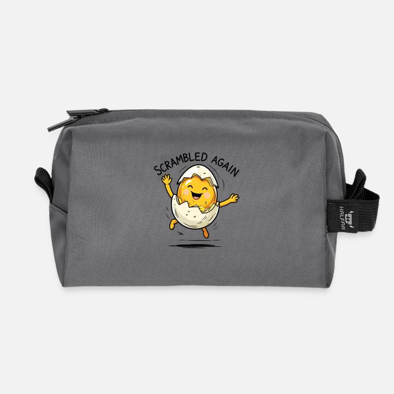 Mixed up again – egg with humor - Recycled Toiletry Zip Bag - anthracite