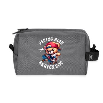 Ours en peluche skateur sur skateboard - Trousse de toilette en tissu recyclé - anthracite - Devant