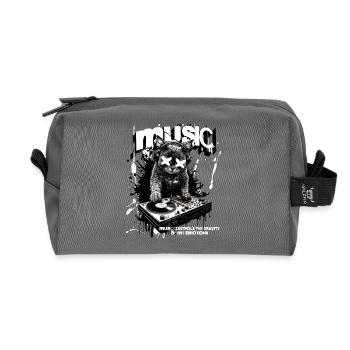 Music Cat DJ Party Turntables Fun - Recycled Toiletry Zip Bag - anthracite - Front