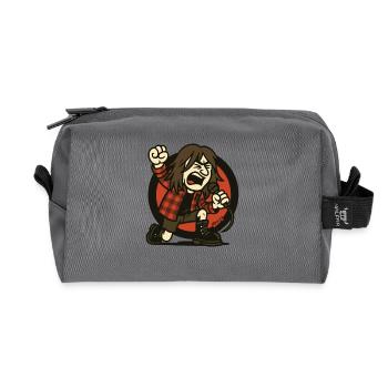 Grunge rocker with flannel and anger on the microphone - Recycled Toiletry Zip Bag - anthracite - Front