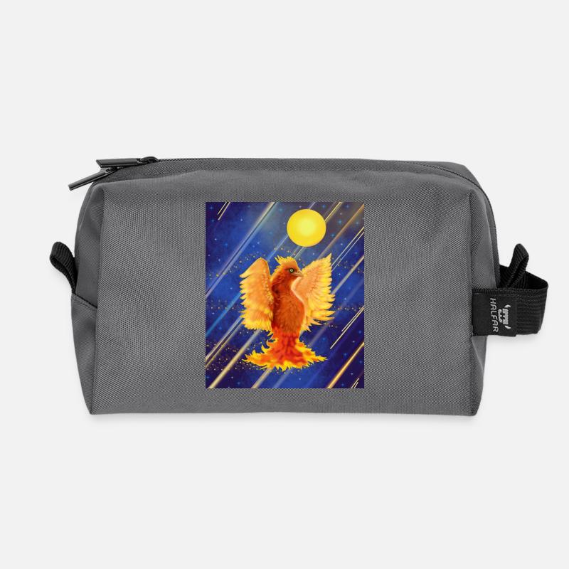 Oiseau de feu lumineux cosmique : Cyber-Semurg - Trousse de toilette en tissu recyclé - anthracite