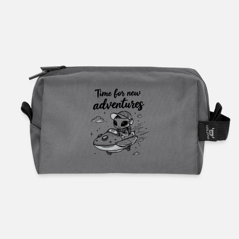 time for new adventures - Recycled Toiletry Zip Bag - anthracite