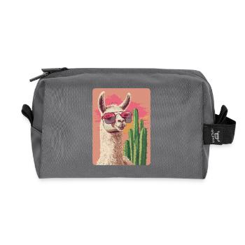 Funny Llama Alpaca Llama Animal Gift - Recycled Toiletry Zip Bag - anthracite - Front