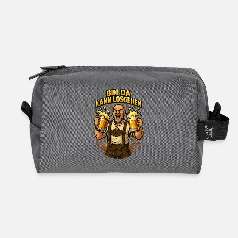 Bier Bierkrug Bierflasche Bierzelt Biergarten - Recycelte Kulturtasche - Anthrazit
